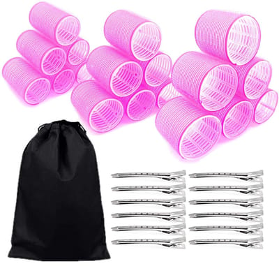 Dailygoods- Krulspelden zonder Hitte - 18 Stuks - Extra Groot/Groot/Klein - Metalen Haarspelden - Volumeklemmen - Beschermhoes - Haarrollers