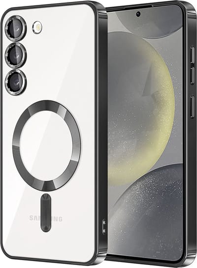 Hoesje geschikt voor Samsung Galaxy S23 Plus - Techsuit Luxury Crystal Back Cover - Geschikt voor MagSafe - Transparant/Zwart