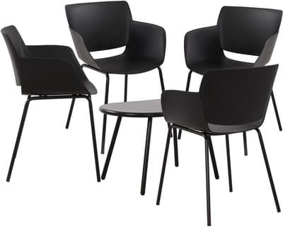 CLP Velvena Tuinset - Set bestaande uit Velva tafel en Alpena stoelen - weerbestendig - UV-bestendig - zwart 4 stoelen
