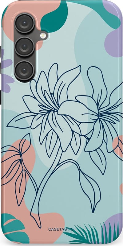 Casetastic Hoesje Geschikt voor Samsung S23 FE - Stijlvolle Beschermende Duo-layer Case - Mint Bloemprint