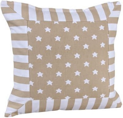 Homescapes Sterkussenhoes in beige met gestreepte rand, 45 x 45 cm