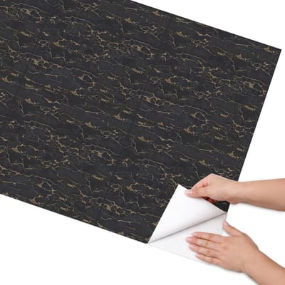 Coloray Meubel Wrap Folie - Zwart Meubelfolie - 75x150 cm - Meubelfolie Zelfklevend Marmerpatronen - Wrapfolie Keuken - Modern Meubelfolie - Decoratiefolie - Tafeldecoratie - Teksten