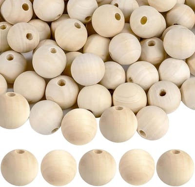 Houten Kralen 25 mm - 60 Stuks Grote Kralen Met Gat Om Te Rijgen, Knutselen, Macramé - Ronde Accessoires Voor Sieraden