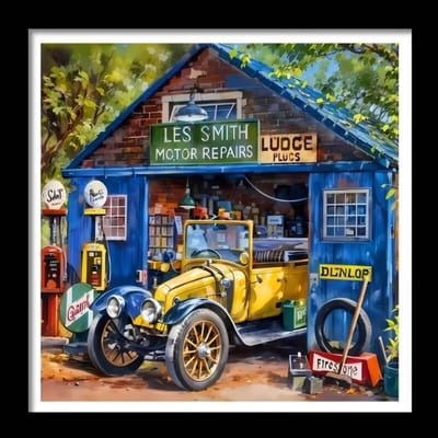 diamond painting garage knutselbedrijf stiefbeen en zoon 30 x 30 cm