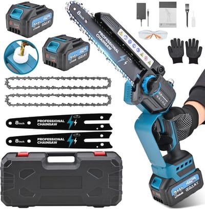Mini Elektrische Kettingzaag met 2 Accu's - 8000mAh / 21V - 1200W - Ideaal voor Snoeien en Houtbewerking