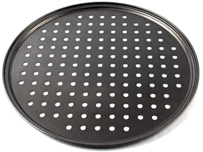 Dailygoods- Pizzapan met antiaanbaklaag - Geperforeerd koolstofstaal - Bakbenodigdheden - 28CM - Voor thuiskeuken - Ronde pizzapan - Pizzabakpan
