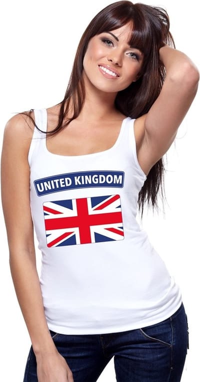 Engeland singlet shirt/ tanktop met Engelse vlag wit dames S