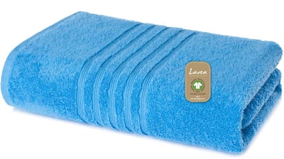 Lavea® 1 Saunahanddoek 80x200 cm van 100% biologisch katoenen badstof, zacht en absorberend, voor thuis, hotel en spa – ook ideaal als douchehanddoek – Lichtblauw