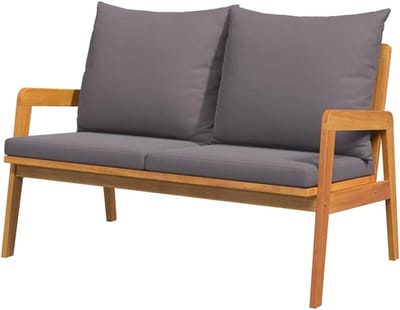 Buitenbank met kussens - Houten tuinbank - Genieten van de buitenlucht - Massief acaciahout - 115 x 71 cm - Antraciet