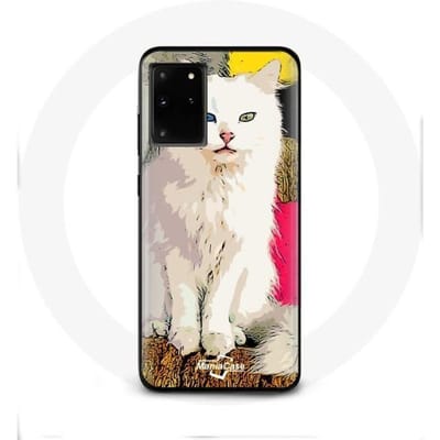 Hoesje voor Samsung Galaxy S11 Plus Turkse Van Cat Wit met blauwe en gele ogen