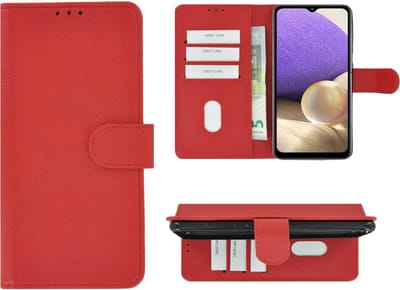 Hoesje Geschikt voor Samsung Galaxy A22 5G - 5G - Bookcase - Pu Leder Wallet Book Case Rood Cover