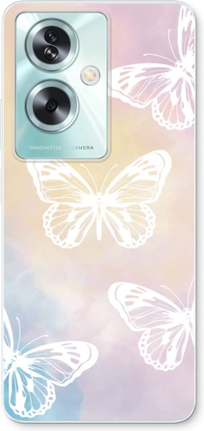 Case Company® - Hoesje geschikt voor Oppo A79 hoesje - White butterfly - Soft Cover Telefoonhoesje - Bescherming aan alle Kanten en Schermrand