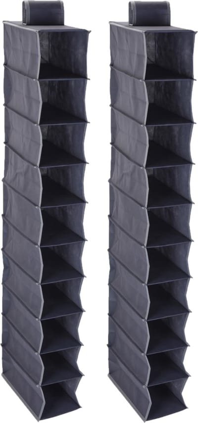 2x stuks hangende deur/kast organizers antraciet met 10 vakken - Opruimen/opbergen