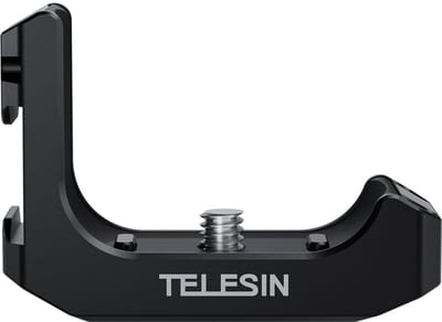 Telesin L-Plate voor Insta360 X4 - met Arca-Swiss voor Verticaal & Horizontaal Filmen - met 2 Cold Shoe Mounts - Aluminiumlegering - Zwart