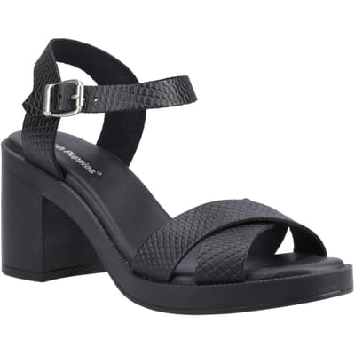 Hush Puppies Georgia Dames Leren Zwart/Slang Sandalen