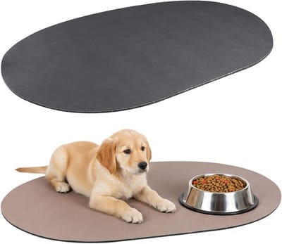 Absorberende en sneldrogende voerbakmat voor honden en katten, antislip en gemakkelijk schoon te maken, 40 x 60 cm (bruin en grijs)