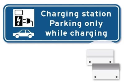 Parkeerbord Charging Station - Weerbestendig Aluminium - 40x15 cm - Bevestiging: Met muur-/ wandmontage beugels