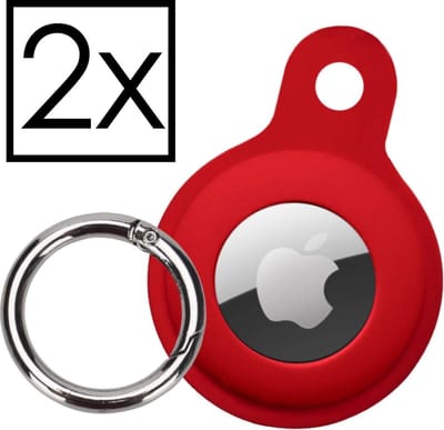 Hoesje Geschikt voor Apple AirTag-Sleutelhanger Houder Siliconen Hoes - Hoes Geschikt voor Apple AirTag Hoesje - Donkerrood - 2 PACK