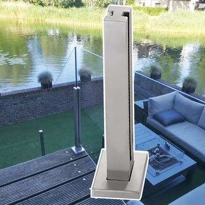 RVS Reling Kit - Trapleuning Buiten - Veiligheid Balkon - Verstelbare Hoekbeugel - 5x5cm Top 10x10cm Basis - Zilver