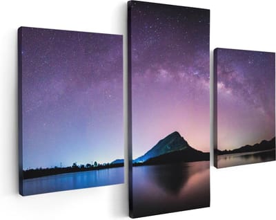 Artaza Canvas Schilderij Drieluik Melkweg Bij Een Berg In Thailand - 90x60 - Foto Op Canvas - Canvas Print
