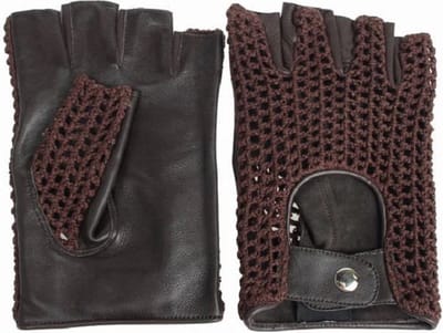 Swift Vintage - Vingerloze Handschoenen - Crochet Handschoenen - Zwart - Heren Driving Gloves - Bruin - Echt Geitenleer - Naadloze pasvorm - Gehaakte Handschoenen Dames - Maat XXL