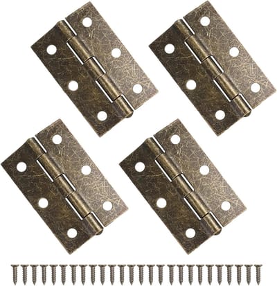 Retro Deur Scharnieren Set van 4 Stuks, 3 Inch Bronzen Scharnieren met 24 Antieke Schroeven, Stevige Vouwscharnieren voor Houten Deuren in Huis en Tuin