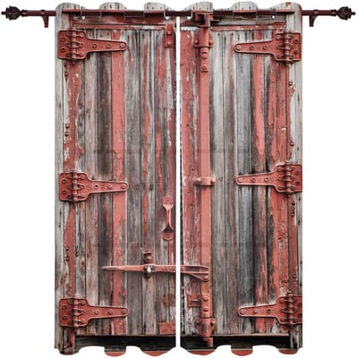 Houten deur Retro stijl raamgordijn Slaapkamer Woonkamer raamgordijnen Keukendecoratie Jaloezieën Gordijn 135W x 60H(cm) x1