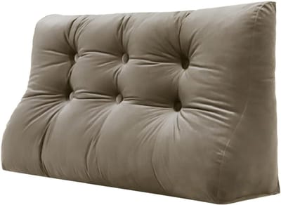 Rugkussen Wig - Leeskussen Neksteun - Bed Lezen Ontspannen - Afneembare Wasbare Hoes - 100cm Breed - Lichtbruin