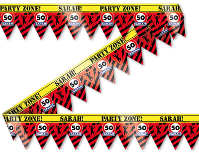 Q2P - Afzetlint - 50 Jaar - Verjaardag Versiering - Sarah - Verkeersbord - Tape - 12 Meter - Feest Versiering