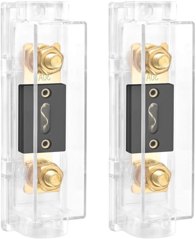 Heschen Auto Audio Video Stereo ANL zekeringhouder, 0/2/4 gauge in en uit, met 30 ampère ANL zekering, 2 stuks