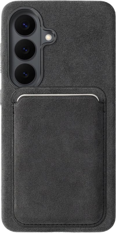 Rosso Avanti Hoesje Geschikt voor Samsung Galaxy S26 Plus met Magnetische Kaarthouder | Compatibel met MagSafe / Qi2 | Echt Italiaans Alcantara | Back Cover en Wallet | Grijs