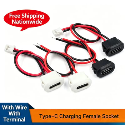 Waterdichte USB-C vrouwelijke connector, Type-C 2-pins oplaadpoort 3A, voedingskabel verlenging, directe klembevestiging, ideaal voor smartphones, tablets, industriële apparatuur en duurzame