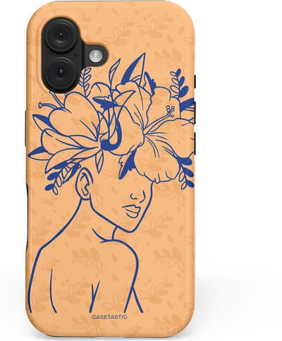 Casetastic hoesje geschikt voor Apple iPhone 16 - MagSafe - Dubbellaagse bescherming - Lijn en Bloesem - Fashion Case - Perzik