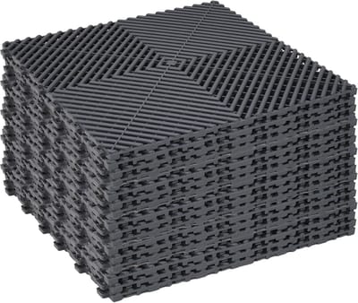 Garagevloer Tegels - Werkplaats Vloer - Vochtige Ruimtes - Drainage Systeem - 40x40cm 18mm - Grijs