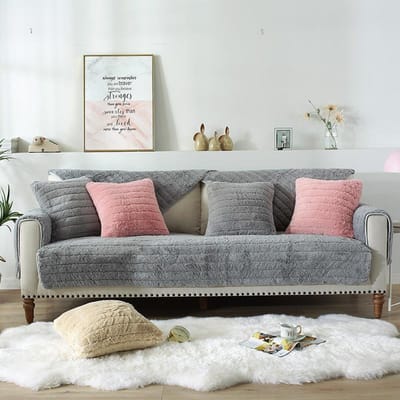 Bankkussen Winter Pluche Antislip Dik Bankhoes Kussen Comfort Bankhoes Universeel Effen Kleur Warm Bankhanddoek Zitkussen 70x70cm 1pcs