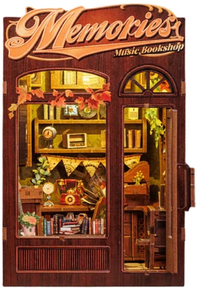 CuteBee Book Nook - Modelbouw - Houten 3D Puzzel - DIY Bouwpakket Volwassenen en Volwassenen - Boekensteun - Boekenhouder - Memories Music Bookshop