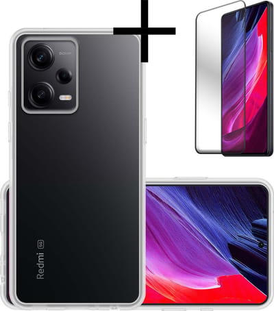 Hoesje - Met Screenprotector - Geschikt voor Xiaomi Redmi Note 12 Pro+ - Sterk & Shockproof - Back Cover - Siliconen Case - Telefoon Hoes - Transparant