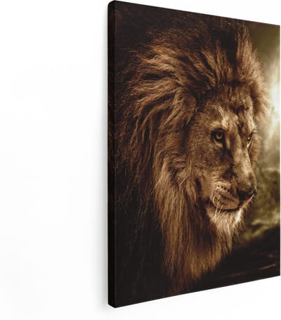 Artaza Canvas Schilderij Leeuw - Leeuwenkop - 30x40 - Klein - Foto Op Canvas - Canvas Print