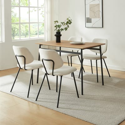 Eetkamerstoel Köma set van 4 beige en zwart [en.casa]
