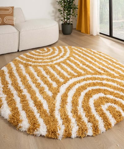 Scandinavisch vloerkleed rond - Cozy Arch okergeel 160