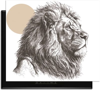 KitchenArt - Majestic Lion - Inductie Beschermer - 65x52 cm - Kookplaat Beschermer - Luxe Afdekplaat Inductieplaat - Anti-slip & Oprolbaar - Beschermmat Inductiekookplaat