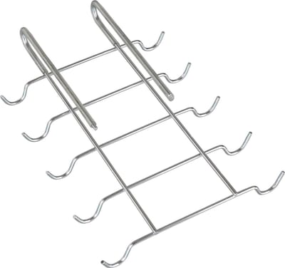 WENKO Ophangrek voor 10 kopjes, mokken, bekers of glazen, in verchroomd staal 28x22x5cm, met anti-slip coating - Kopjeshouder hangend keuken - Keukenorganizer voor kopjes - Kopjesrek - Bekerrek - Bekerhouder - Mokkenrek - Mokkenhouder