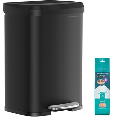 SONGMICS - Prullenbak - Pedaalemmer - Vuilnisbak van Metaal - 50 Liter - Met Deksel - Hoog en Ruim Ontwerp
