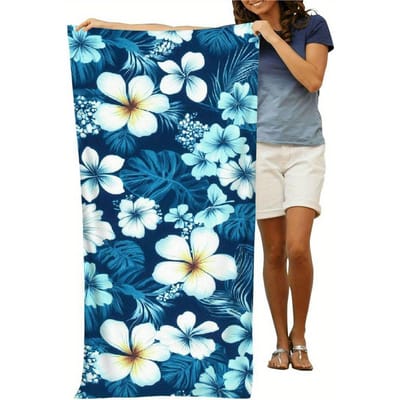 Serviette de plage Hibiscus Floral pour adultes, Couverture serviette, Serviettes de piscine ultra absorbantes à séchage rapide pour le voyage, la natation, le camping 70X140cm
