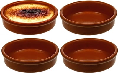 Cosy & Trendy Mini tapas schaaltjes - bruin - 4x stuks - Kleine creme brulee schaaltjes - Dia 6 cm