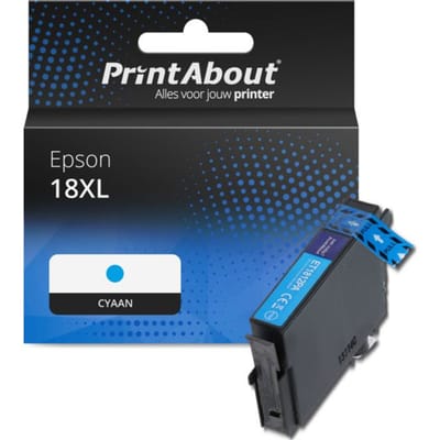 PrintAbout huismerk Inktcartridge 18XL (C13T18124012) Cyaan Hoge capaciteit Geschikt voor Epson