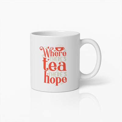 Grappige Thee Mok 330ml – “Waar Thee Is, Is Hoop” Quote Beker – Cadeau voor Theeliefhebbers