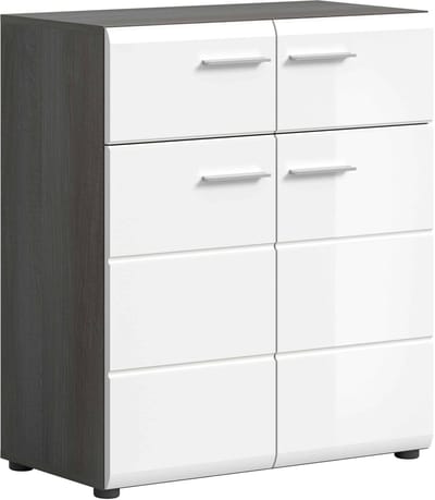Salsa schoenenkast wit hoogglans MDF TZ rook zilver NB - 37x80x90cm
