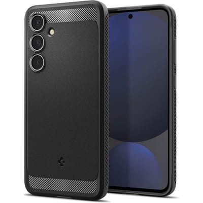 Spigen Rugged Armor Hoesje Geschikt voor Samsung Galaxy S24 FE - Back Cover met Air Cushion - Carbon - Matte - Matte Zwart