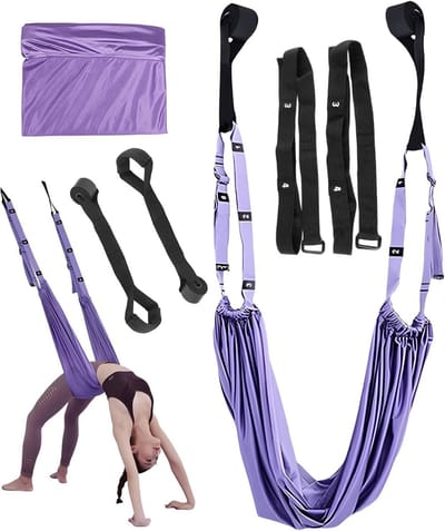 Thijox - Aerial Yogahanddoek, Yogariem, Stretchband voor Aerial Yoga, Pilates & Ballet - Paars, 30x20cm, Textiel, Inclusief 1 Aerial Yogahanddoek